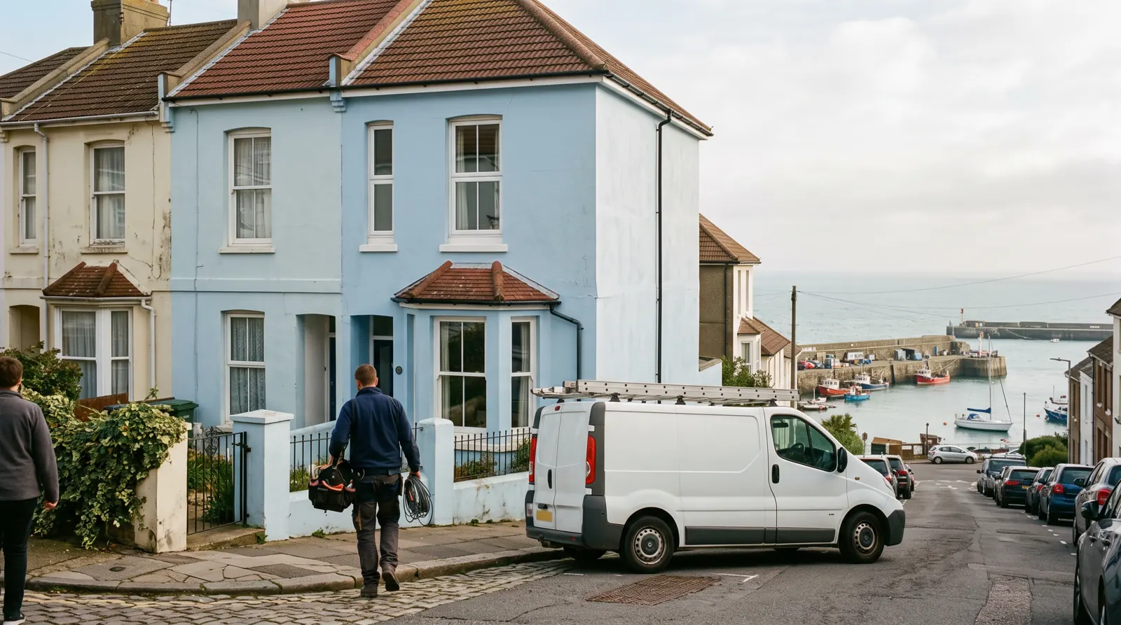 Electrician arriving at a home in Folkestone