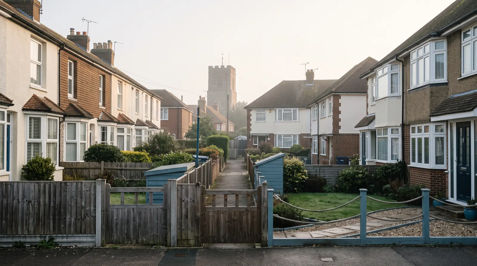 Residential street of Victorian and 1930s houses in Kent